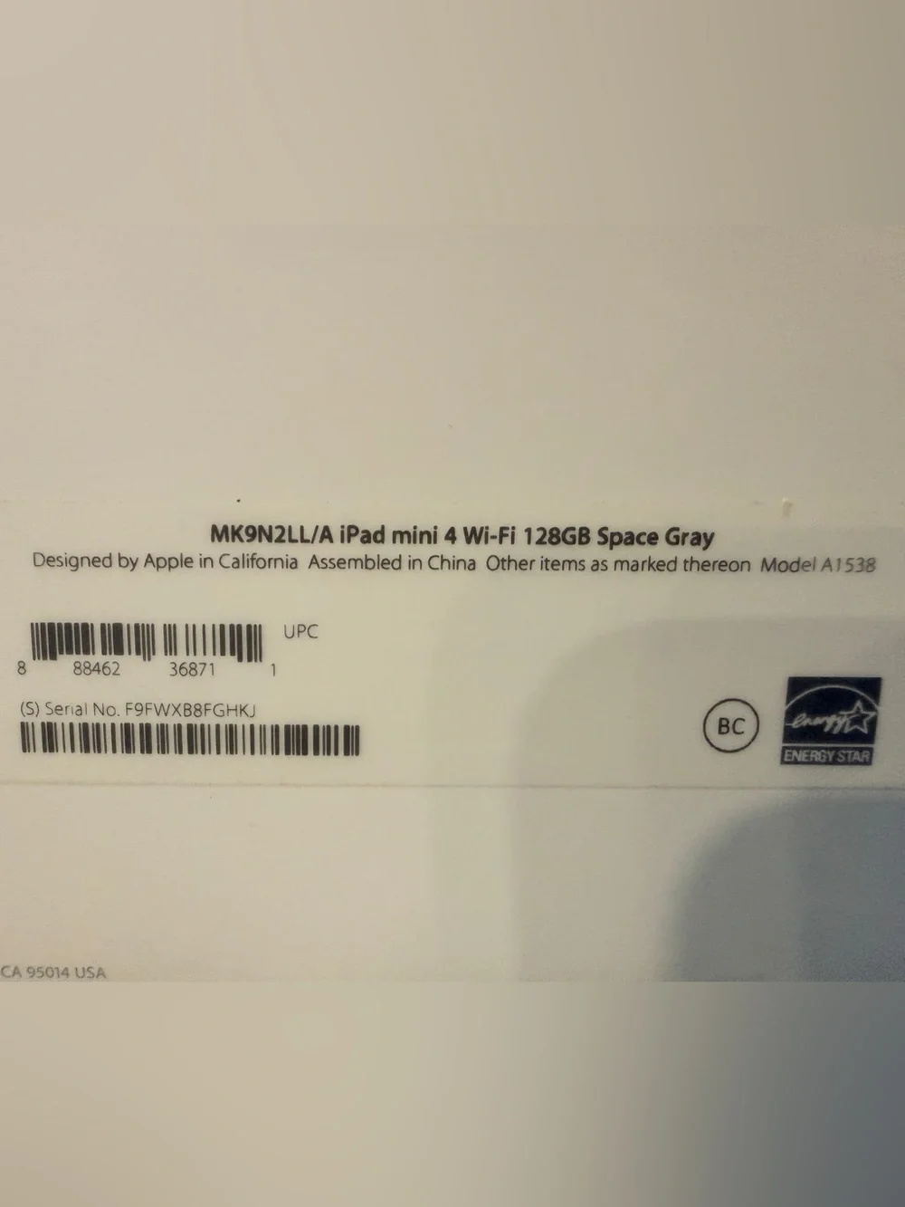 Apple iPad mini 4 in space gray 128gb